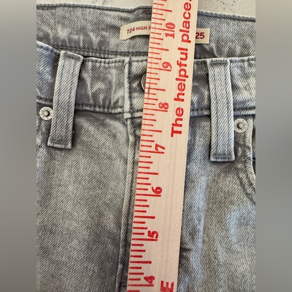 LEVI’S 724 HIGH RISE SLIM STRAIGHT WOMEN'S JEANS Size 25 Grey Raw Hem - Picture 11 of 15